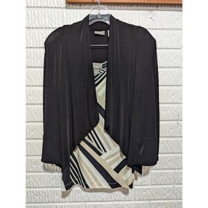 Travelers by Chico's Women's Black & Cream 2-Piece Geometric Pattern Top & Jacke